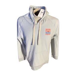Rhythm Hoodie Sweatshirt XXL Light Blue Sun & Wave Graphic Cotton Blend